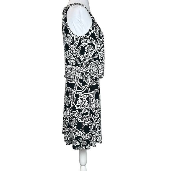 White House Black Market Dress Womens Size 2 Black White Mock Halter Blouson - Picture 2 of 10